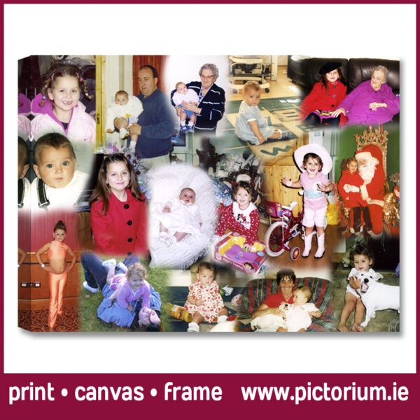 BIRTHDAY PHOTO COLLAGE Blend Collage. Print Canvas Framed. Pictorium Photoshop Monkstown Dublin We Design and Print Personalised Photo Collages. Unique designs. Canvas, Printed, Framed, Block Float, Frame. Delivered all around Ireland. Birthday, Anniversary, Engagement, Wedding, Baptism, Christening, Communion Confirmation, Mothers Day, Fathers Day, Valentines Day, Christmas Gifts Bedroom Wall Art