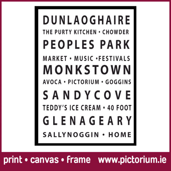 Destination, Holiday Bus Scrolls. Custom peronsalised Scrolls designed and printed. Amazing customer reviews. Print Canvas Frame at Pictorium Photoshop Monkstown Your full service Photo Shop. They make the most wonderful gifts: Birthday • Engagement • Wedding • New Baby Why not create a special one for your home, they make a great talking point.