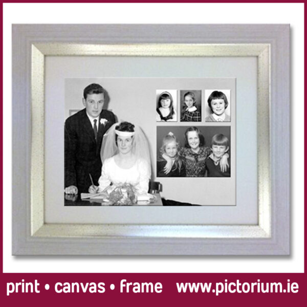 WEDDING PHOTO COLLAGE Inset Collage. Anniversary Gift. Print, canvas Framed.Pictorium Photoshop Monkstown Dublin We Design and Print Personalised Photo Collages. Unique designs. Canvas, Printed, Framed, Block Float, Frame. Delivered all around Ireland. Birthday, Anniversary, Engagement, Wedding, Mothers Day, Fathers Day, Valentines Day, Christmas Gifts