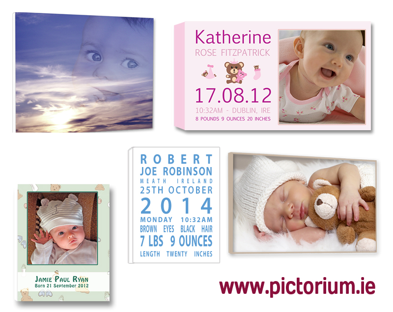Baby Born Photo Art Nursery Art Gift Ideas photos and Photo Collages designed and printed on Canvas, Framed, Float Frame, Block. Digital Alterations Editing and Retouching Photo Printing Pictorium Photoshop Monkstown Dublin Photo Gift Ideas Gift Vouchers