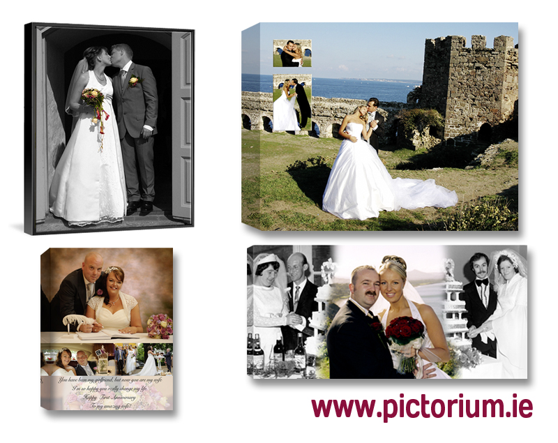 Wedding Anniversary Engagement photos and Photo Collages designed and printed on Canvas, Framed, Float Frame, Block. Digital Alterations Editing and Retouching Photo Printing Pictorium Photoshop Monkstown Dublin Photo Gift Ideas