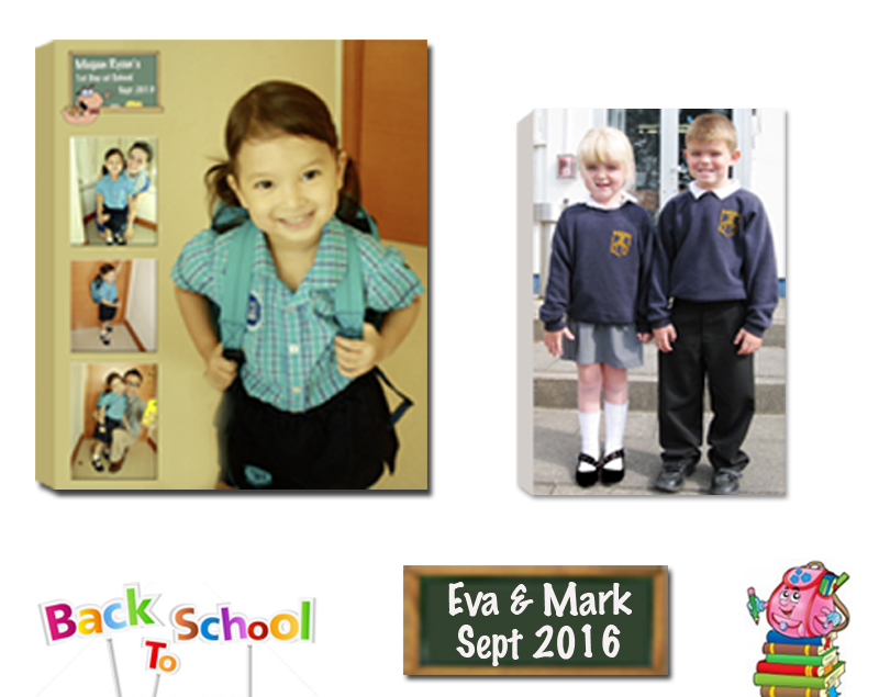 Junior Infants, Back to School. We Design and Print Personalised Photo Collages. Canvas Print Frame Ready Made and Custom Made Float Frame Pictorium Photoshop Monkstown Dublin Ireland