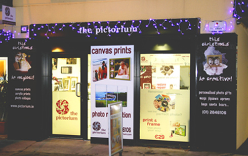 Pictorium Photoshop, Monkstown Dublin. Full Service Photo Shop. Photo Restoration, Editing and Retouching. We Design and Print Photo Collages. Scan Photos, Slides, Negatives, Photo Albums. We print over 50 sizes of Canvas. Print large and small photos. Frames both readymade and bespoke/custom made photos